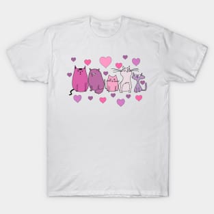 Five Cute Love Cats T-Shirt